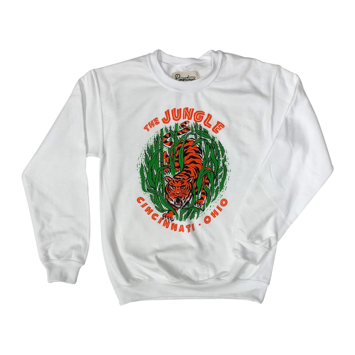 Rule The Jungle Stadium | Cincinnati Football Apparel | Cincy Shirts Crewneck Sweatshirt / Graphite Heather / XL