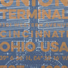 Union Terminal Blueprint with Orange Text Overlay